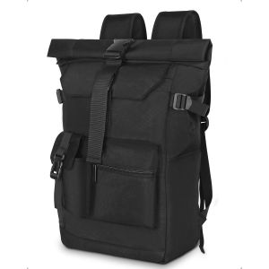 KALANKA-Sac à dos à enroulement, sac a dos etanche grand sac à dos pour homme et femme, avec compartiment pour ordinateur portable 17,3 "", sac à dos de voyage, sac à dos de randonnée(Noir) (noir) - Neuf