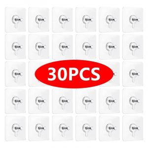 Crochet mural adh&eacute;sif fort sans Piercing, cintres muraux auto-adh&eacute;sifs sans trous pour cadre, affiche, horloge Photo Thickened Version 30 PCS - Neuf