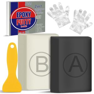 Mastic Époxy,280g Mastic Piscine sous L'eau,Pate Epoxy Bicomposant pour Coller Rapidement le Métal,le Bois,le Plastique,la Céramique,Réparer les Fuites et Combler les Fissures (Gris) - Neuf