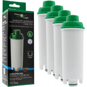 CHAAS-FilterLogic CFL-950B | 4x Filtre à eau compatible avec DeLonghi DLS C002, DLSC002 Cartouche filtrante pour machines à café Magnifica Rivelia Eletta Primadonna Maestosa Dinamica Autentica ECAM - Neuf