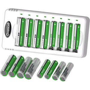 Kit De Chargeur Avec 8 Piles Aa Et 8 Piles Aaa Rechargeables Nimh - Charge Rapide - Neuf