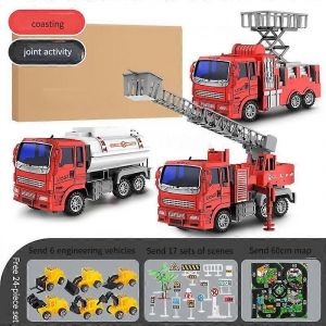 Children's Sprinkler Fire Truck Toy Large Simulation Sprinkler Model Boy Music Lifting Ladder Car Toy (Fire 3 Cars (E-Commerce Box)) - Neuf
