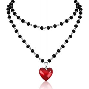Kal-Collier Gothique Coeur Rouge, Collier Femme Saint Valentin, Collier Amour Avec Un Coeur Rouge Collier Coeur Y2k Pour Nouvel An, Carnaval, Saint Valentin - Neuf