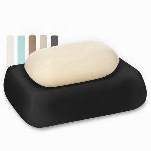 KADAX Porte-savon en c&eacute;ramique Palmi 12 x 10 x 3 cm, noir - Neuf