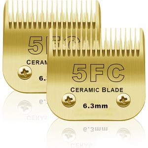 2 unit&eacute; 5FC Lame de Rechange pour toilettage de Chiens,Compatible avec Les s&eacute;ries Heiniger/Max45 /Andis/Oster A5 Tondeuse pour Chien,Couper Longueur 1/4"" (6,3mm),Or - Neuf