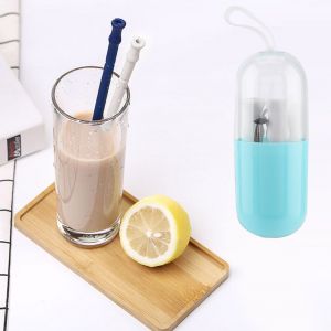 HJLIAN Pailles de voyage portables en gel de silice de qualite alimentaire (gris) - Neuf