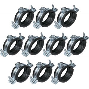 KALANKA-- C49880 - Lot de 10 Collier isophonique -support fixation avec joint - pour tuyau Ø 1/2'' 20-23mm - DIN EN 10111 - en acier zingué - à visser ¿8 - Neuf
