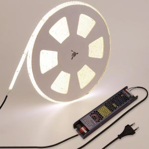 48v Ruban Led 20m, 4000k Blanc Naturel Bande Led Exterieur Etanche, 150w 15000lm Led Strip Light, Alimentation Ac 220v Et Prise Incluses, Pour Chambre, Commercial, Bureau, Jardin[Rub9224281] - Neuf