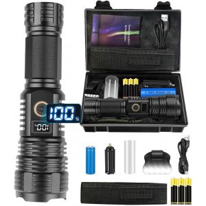 Eryi-Lampe Torche Led Ultra Puissante, 23000 Lumens Lampe De Poche Xhp90 Led Rechargeable, Ipx5 Étanche Lampe Tactique, Zoomable 5 Modes Pour Chien Marche Camping D'urgence - Neuf