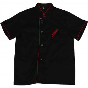 Uniforme De Chef, Homme, Unisexe, Veste À Manches Courtes, Chef Professionnel, Coton, Service De Restauration, Traiteur, Restaurant, Hôtel, Taille L, Chemise De Chef, Noir - Neuf