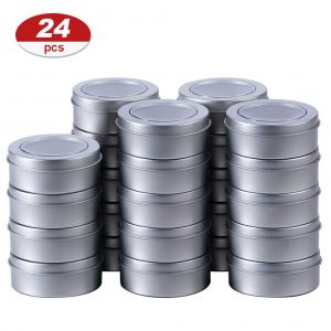 Hjlian Lot De 24 Boites Metalliques Rondes En Acier Inoxydable Avec Couvercle Transparent Pour Cuisine Et Bureau - Neuf