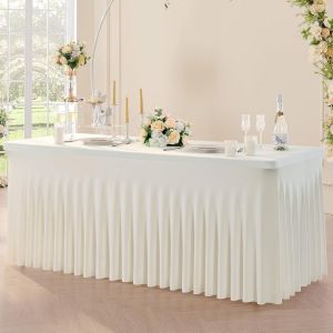 Ulteronixshop-Nappe En &Eacute;lasthanne &Eacute;lastique Ivoire Pour Table Rectangulaire De 1,8 M, Nappe &Eacute;lastique Lavable Et Sans Plis, Rectangulaire Pour F&ecirc;tes, &Eacute;v&eacute;nements, Mariages, Banquets, 183 X 76 X 74 H C - Neuf