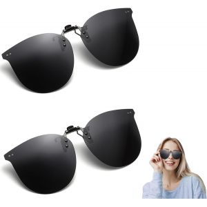 Kalanka-2 Pi&egrave;ce Clip Pour Lunettes Soleil, Flip Up Clip Lunettes Soleil Polaris&eacute;es, Clip Lunettes Soleil Homme Femme, Anti-Reflets Lunettes Soleil &Agrave; Clipser Pour La Conduite Et Les Activit&eacute;s De Plein - Neuf