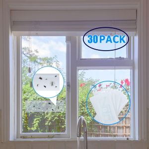 30pcs Pi&egrave;ges &agrave; Insectes Pi&egrave;ges Englu&eacute;es Autocollants Colle Double-Face &Eacute;tanche Jaunes Attrape Mouches Pucerons Blanches pour Jardin Plante Fleur Fruits - Neuf