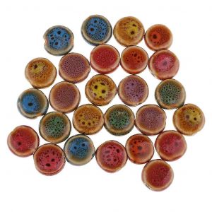30 pi&egrave;ces perles d'espacement plates rondes perle en c&eacute;ramique de porcelaine pour la fabrication de bijoux-yu - Neuf