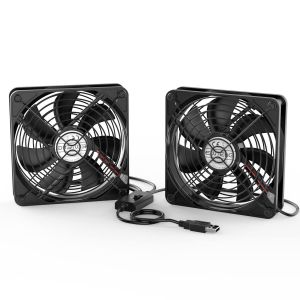 USB PC Ventilateur 140mm 2 en 1,Double Ventilateur avec 3 Vitesse Réglable,Ventilateur 14cm d'ordinateur avec Grilles Métalliques pour TV Box,Router,Xbox,PS4,Noir - Neuf
