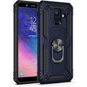 Kal-Coque Pour Samsung Galaxy A6 Plus 2018/A605/J8 2018, Support De Bague En Métal, Pivots De Rotation À 360 °Étui De Protection Soft Tpu Pc,Compatible Avec Support De Voiture Magnétique,Bleu - Neuf