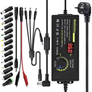 Adaptateur D'alimentation R&eacute;glable Universel 3 V-36 V 4 A 144 W 100 V-240 V Ac Vers Dc 4 A Avec 14 Conseils Et 1 C&acirc;ble R&eacute;partiteur Femelle Vers 4 Fiches Pour &Eacute;lectronique Domestique,Moteur Cc - Neuf