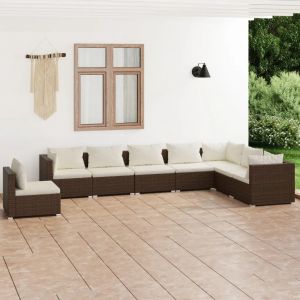 Prolenta Premium - Salon De Jardin 8 Pcs Avec Coussins R&eacute;sine Tress&eacute;e Marron - Neuf