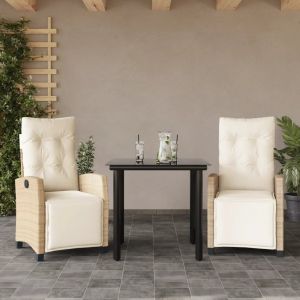 Prolenta Premium - Ensemble &Agrave; Manger De Jardin Et Coussins 3 Pcs Beige Poly Rotin - Neuf