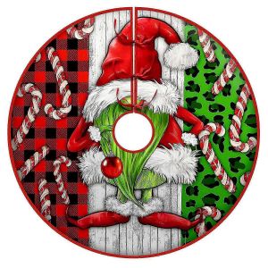 Couverture ronde en peluche pour sapin de No&euml;l, jupe de sapin, tapis d&eacute;coratif pour sapin de No&euml;l, 122 cm - Neuf