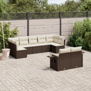 Prolenta Premium - Salon De Jardin Avec Coussins 9 Pcs Marron R&eacute;sine Tress&eacute;e - Neuf