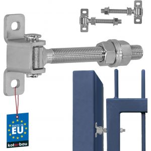 Lot de 2 charni&egrave;res de portail r&eacute;glables M16 - 130 mm - En acier galvanis&eacute; - Avec plaque de fixation - Plaque de fixation - Charni&egrave;re de porte - Filetage - Neuf