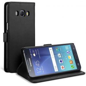 KALANKA-Coque Compatible pour Samsung Galaxy J5 2016, Housse en Cuir Flip Case Coque de Protection Compatible pour Samsung Galaxy J5 2016 avec Carte Fente [Stand Feature][Fermeture Magn&eacute;tique] - Noir - Neuf