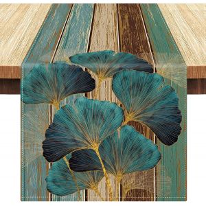 Eryi-Chemin De Table Vert Bois Rayé Chemin Table Décoratif Table Runner Rétro Style Ferme Pour Fêtes, Célébrations, Mariages, Anniversaire, Célébrations Party Décorations, 33x183cm - Neuf