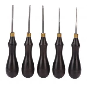 Outil de marquage pour cuir, lame en acier, manche en bois noir d'ebene (2,25 mm) - Neuf