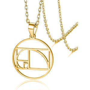 Kal-Fibonacci Collier Séquence Dorée Collier Géométrique Spirale Pour Homme Et Femme Collier Avec Pendentif Irrationnel Mathématiques Cadeau Pour Professeur De Mathématiques - Neuf