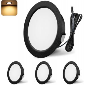 ERYI-Spot Led Encastrable, Spot Led 12V 3000K Blanc Chaud Dimmable, 3W Extra Plat Spot Encastrable, Trou 55-58Mm Aluminium Plafonnier Spot Avec Câble De 2M, Lot De 4, Noir - Neuf