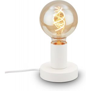 - Lampe De Chevet R&eacute;tro Avec Interrupteur &Agrave; C&acirc;ble, Douille E27, Max. 10 Watts, Lampe De Table Vintage, Lampe De Bureau, Lampe De Chevet, Liseuse, 10x9 Cm, Blanc - Neuf