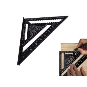 &Eacute;querre, rapporteur, r&egrave;gle triangulaire en alliage d'aluminium, outil de mesure de 12 pouces - Neuf