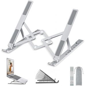 KALANKA-Support Ordinateur Portable, Support PC Portable Ventilé en Aluminium Réglable, Refroidisseur Ergonomique Compatible avec MacBook Air, HP, Dell, 10-17.3`` (Argenté) - Neuf