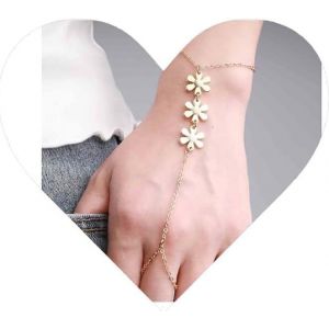Eryi-Boho Flower Finger Bracelet Gold Ring Wrist Bracelet Vintage Slave Bracelet Minimalist Ring Chain Bracelet Hand Jewelry For Women And Girls Gifts (Gold) - Neuf