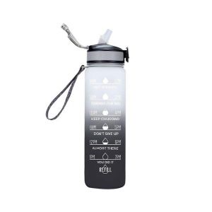 Bouteille D'eau De Sport Motivante De 1 L Avec Paille Et Marqueurs De Temps ¿ Anti-Fuite, Sans Bpa, Facile À Transporter Pour Le Fitness Et Les Activités De Plein Air - Neuf