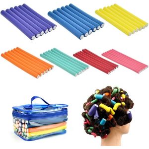 42 Pcs Bigoudis Flexible Cheveux Flexi Rods Cheveux En Mousse Bigoudis Twist Flex Bigoudis Magiques Pour Cheveux Court Long, 18cm - Neuf