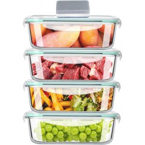Bo&icirc;tes-Repas En Verre [Lot De 3pi&egrave;ce 800ml] R&eacute;cipients Avec Fermeture &Agrave; Clic Conteneurs De Nourriture &Eacute;tanches Bo&icirc;tes De Repas Pour Contr&ocirc;ler Les Portions De Nourriture Sans Bpa - Neuf