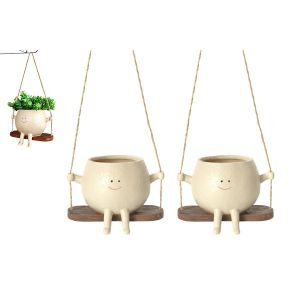 Lot De 2 Pots Suspendus En R&eacute;sine En Forme De Visage Pour Plantes Grasses Et Fleurs - Neuf