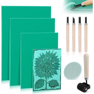 Mevronisshop-Linogravure Plaque Kit A3 A4 A5 A6 Plaques De Linol&eacute;um Linogravure Plaque Gomme A Graver Pour Diy Impression En Reliefs Tampons En Caoutchouc Et La Gravure - Neuf