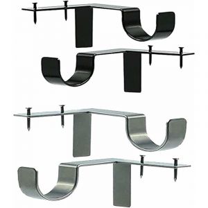 4 Pcs Support Tringle Rideaux Sans Percage,Support Mural Réglable Pour Tringle À Rideau Fixations Barre À Rideaux Accessoire Argent Noir En Métal Maison Chambre Bureau - Neuf