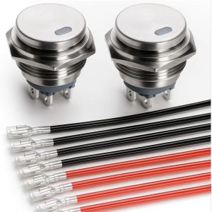 Interrupteur à Bascule rond Etanche en acier Inoxydable 12-24V/15A 22mm LED bleue Eclairée ON Off 4broches Interrupteur à Bascule lumineux pour Voiture Marine RV Camion - Neuf