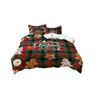 Parure De Lit De No&euml;l Pour Lit Double, Housse De Couette Et Taies D'oreiller - 100 % Microfibre, Fermeture &Eacute;clair, Entretien Facile - Neuf