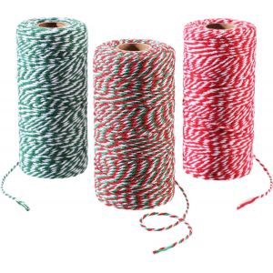 Rouleaux Totalement de No&euml;l de Coton Ficelle d'Emballage Cadeau Cordons Baker Ficelles d'Emballage Cadeau de No&euml;l, D&eacute;coration de Fournitures, 3 Couleurs - Neuf