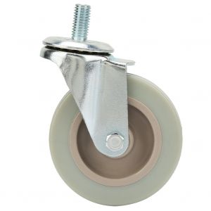 Lot de 4 roulettes pivotantes de 7,6 cm (3 pouces) en PVC avec tige filetee M10 - Neuf