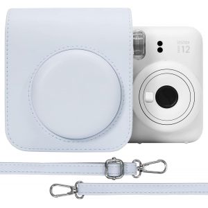 PU Housse de Protection en Cuir pour Fujifilm instax Mini 12/11 Instant Film Camera Sac de Voyage avec bandoulière réglable (Blanc Argile,Coque de Protection Uniquement) - Neuf