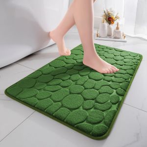 Tapis De Bain En Mousse À Mémoire De Forme-Tapis De Bain Absorbant-Tapis De Bain-Tapis De Douche Décoratif-Tapis Antidérapant Pour Salle De Bain Et Salon-43 X 61 Cm-Vert - Neuf