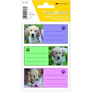 Eryi-1343 Étiquettes De Livre Ligné (76 X 35 Mm, 5 Feuilles, Papier, Mat) Auto-Adhésives, Autocollants Scolaires Avec Motifs De Chiens Pour Enfants, Filles Et Garçons, 15 Étiquettes D'école - Neuf