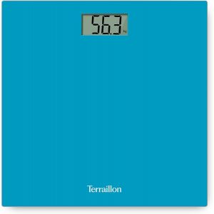 Tx1500 - Pèse Personne Électronique, Compact Et Ultra Plat 30Cm X 30Cm, Plateau Verre, Large Écran Lcd, Capacité 150Kg, Graduation 100G, Bleu - Neuf